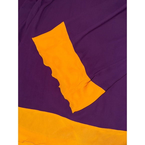 J&M Clothing Flowy Long Sleeve Sheer Top Purple Gold Chiffon‎ Size Medium NEW - Picture 6 of 6